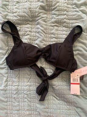 Salt + Cove Black Tie-Front Bikini Top with Wide Straps